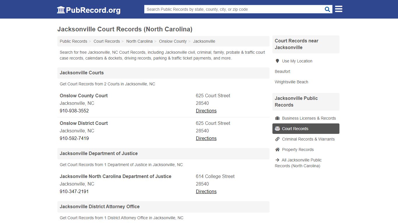 Free Jacksonville Court Records (North Carolina Court Records)